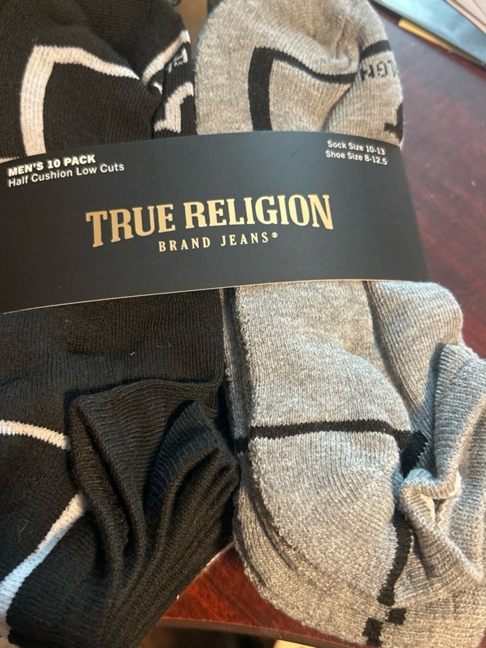 True Religion Men's Low Cut Socks - Black & Gray (Pack) 10 per pack